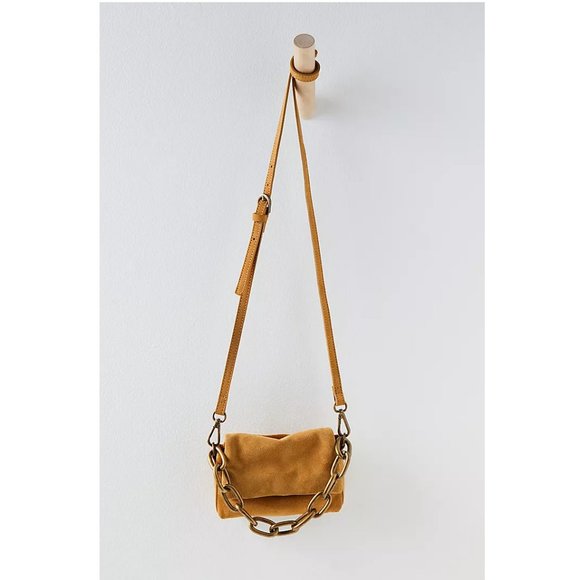 NEW Free People Charlie Chain Crossbody Purse PINK FUSCHIA Suede - Picture 3 of 8